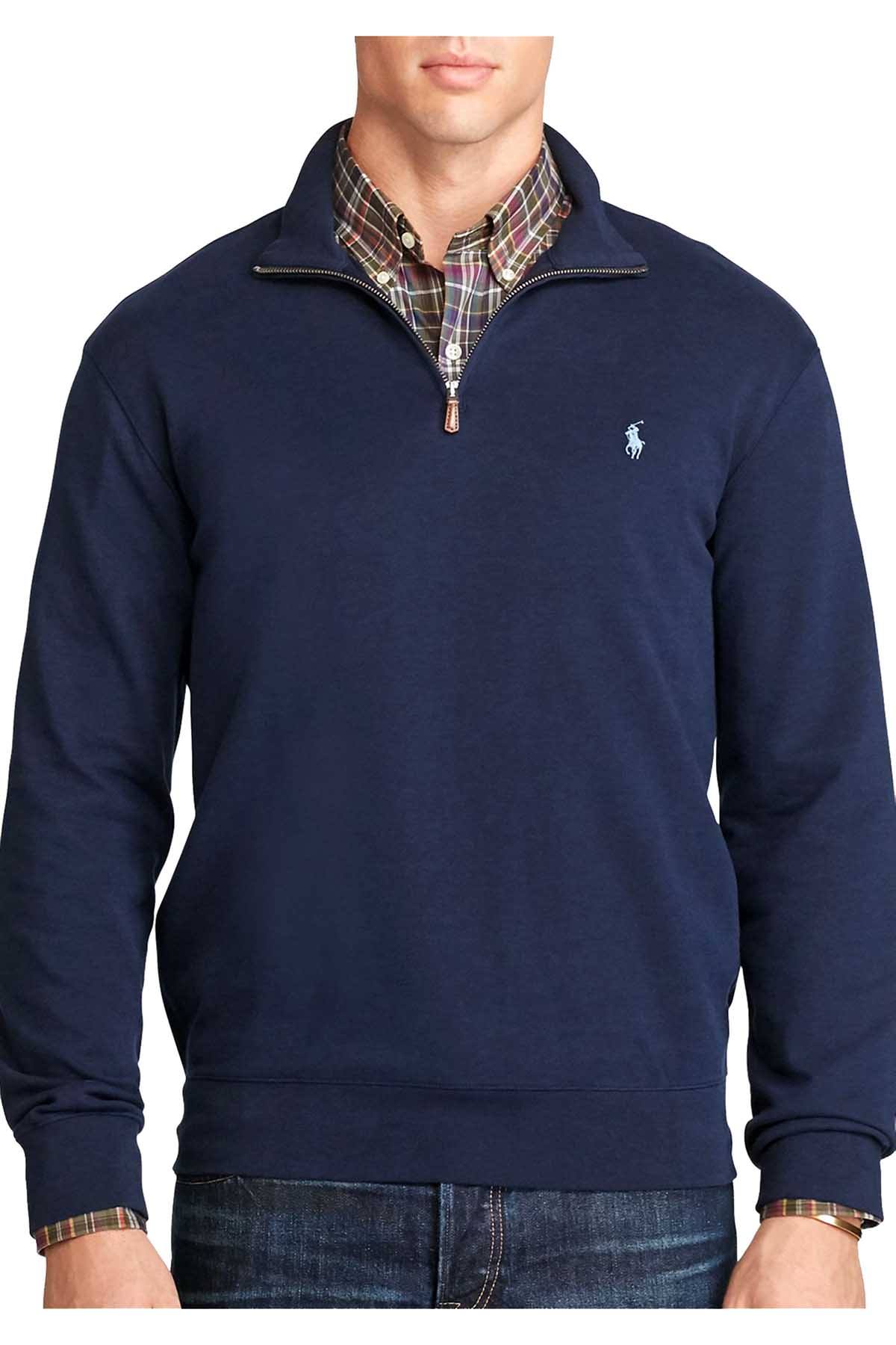 Polo Ralph Lauren Cruise Navy Big/Tall Mock Neck Half Zip Pullover ...