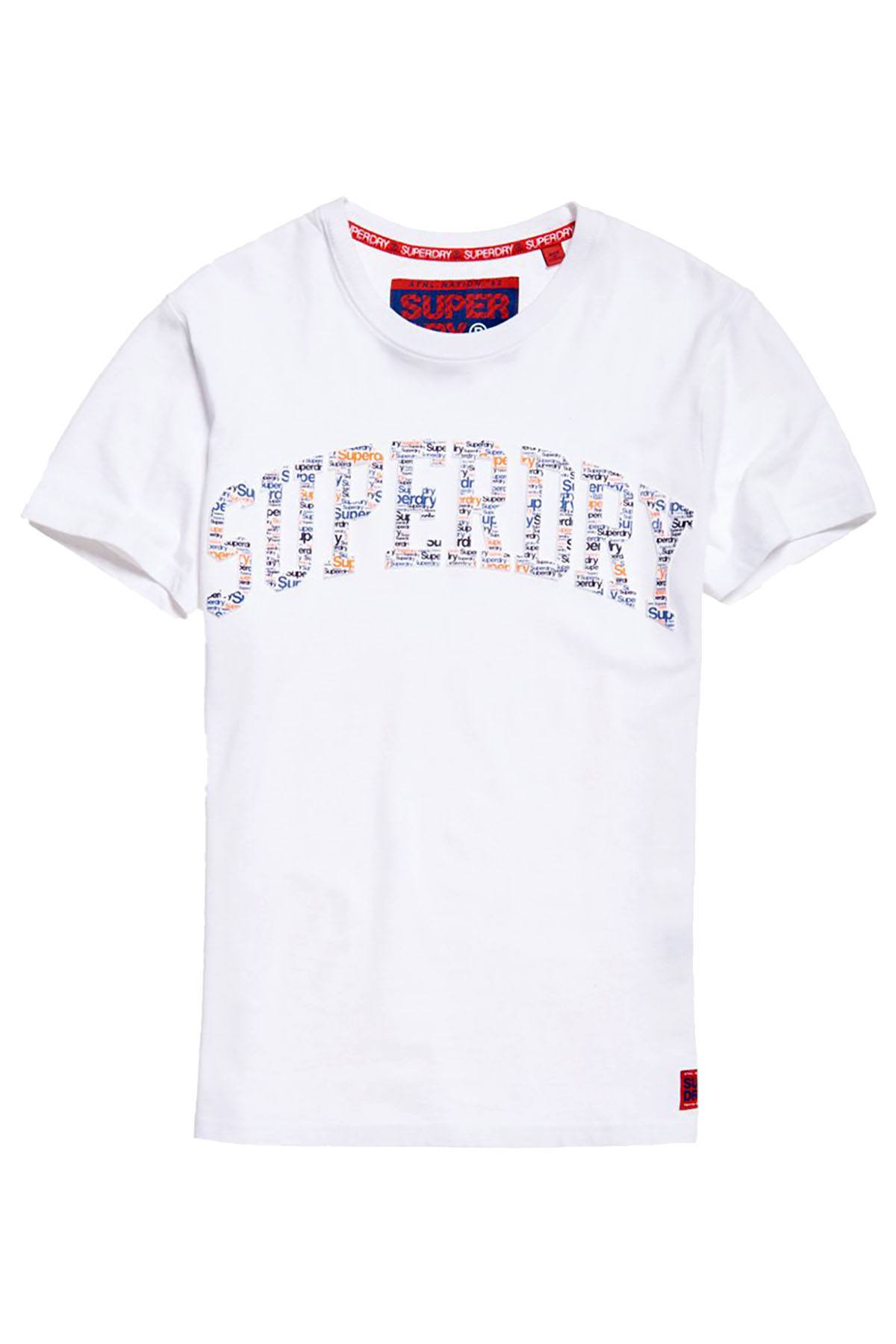 SuperDry Optic-White Varsity AOP Embossed T-Shirt | CheapUndies
