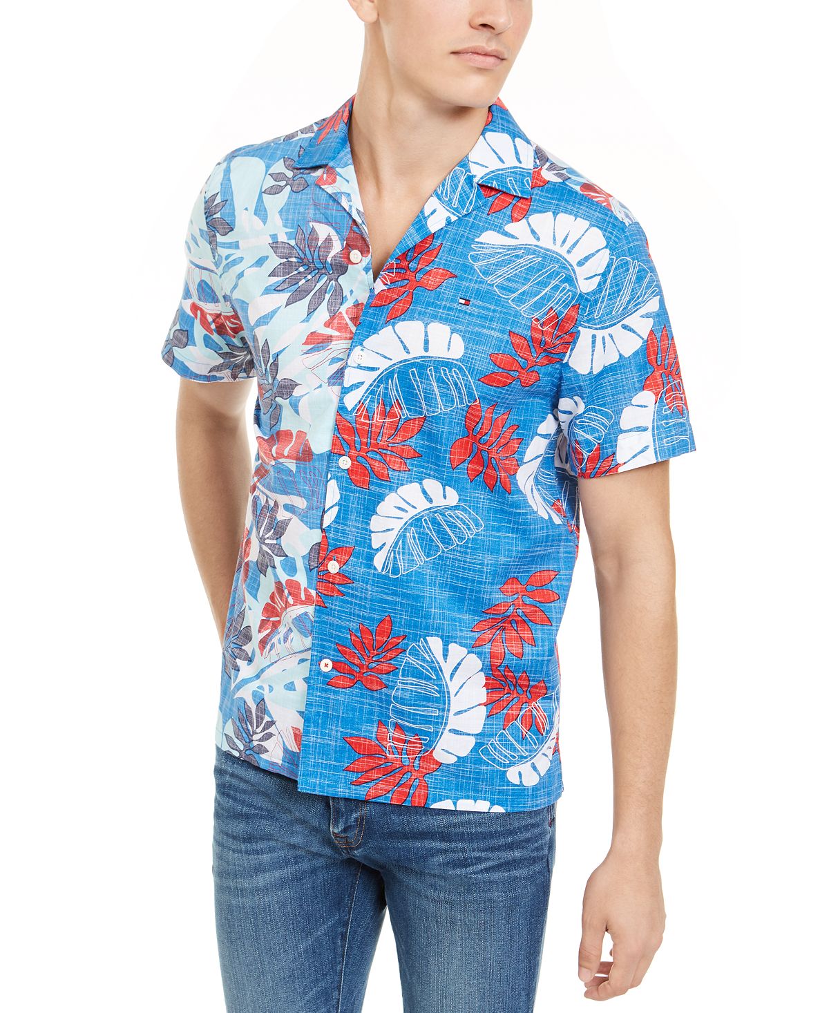 Tommy Hilfiger Reid Custom-fit Tropical-print Camp Collar Shirt Olympi ...