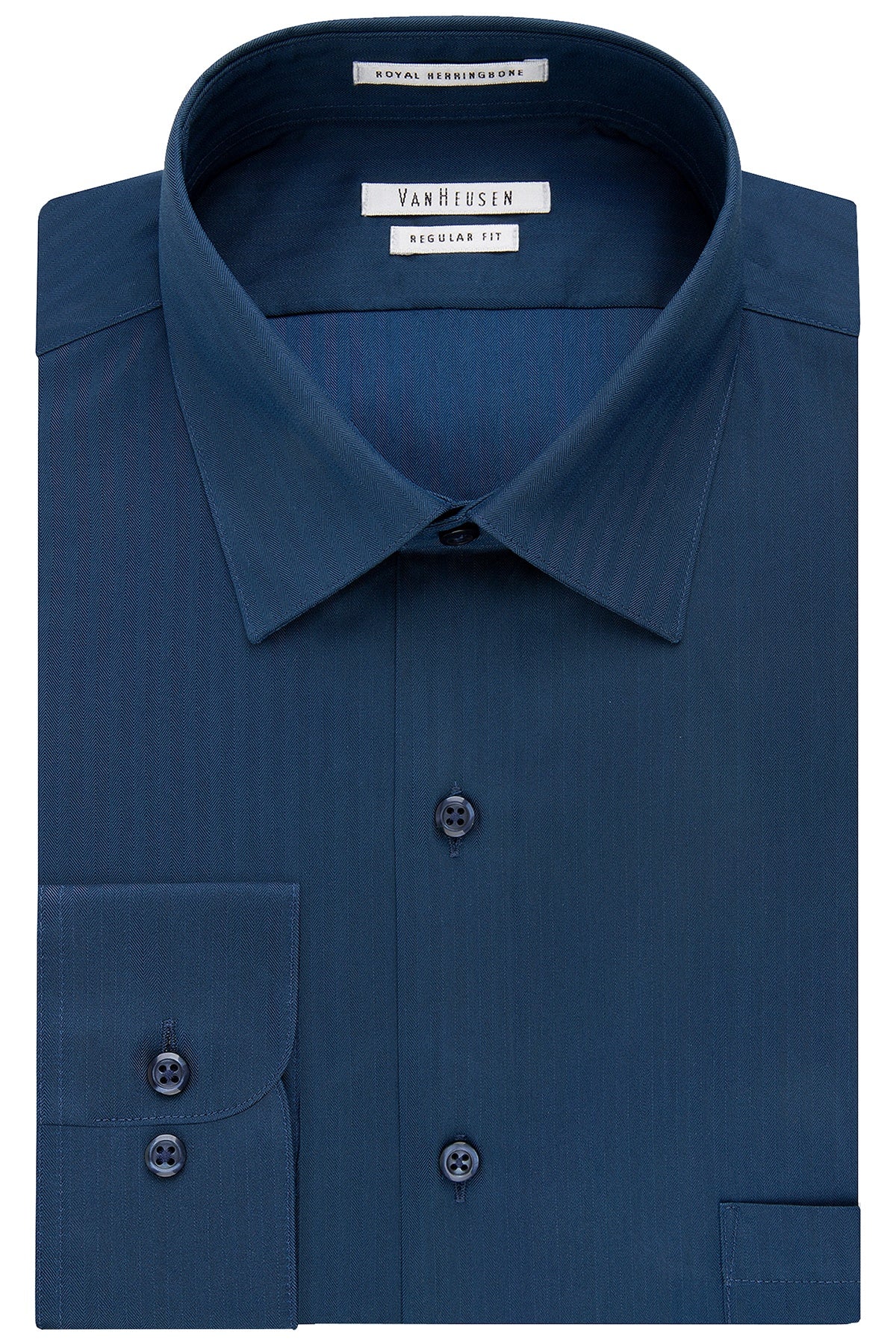 Van Heusen Blue Graphite Solid Herringbone Dress Shirt | CheapUndies