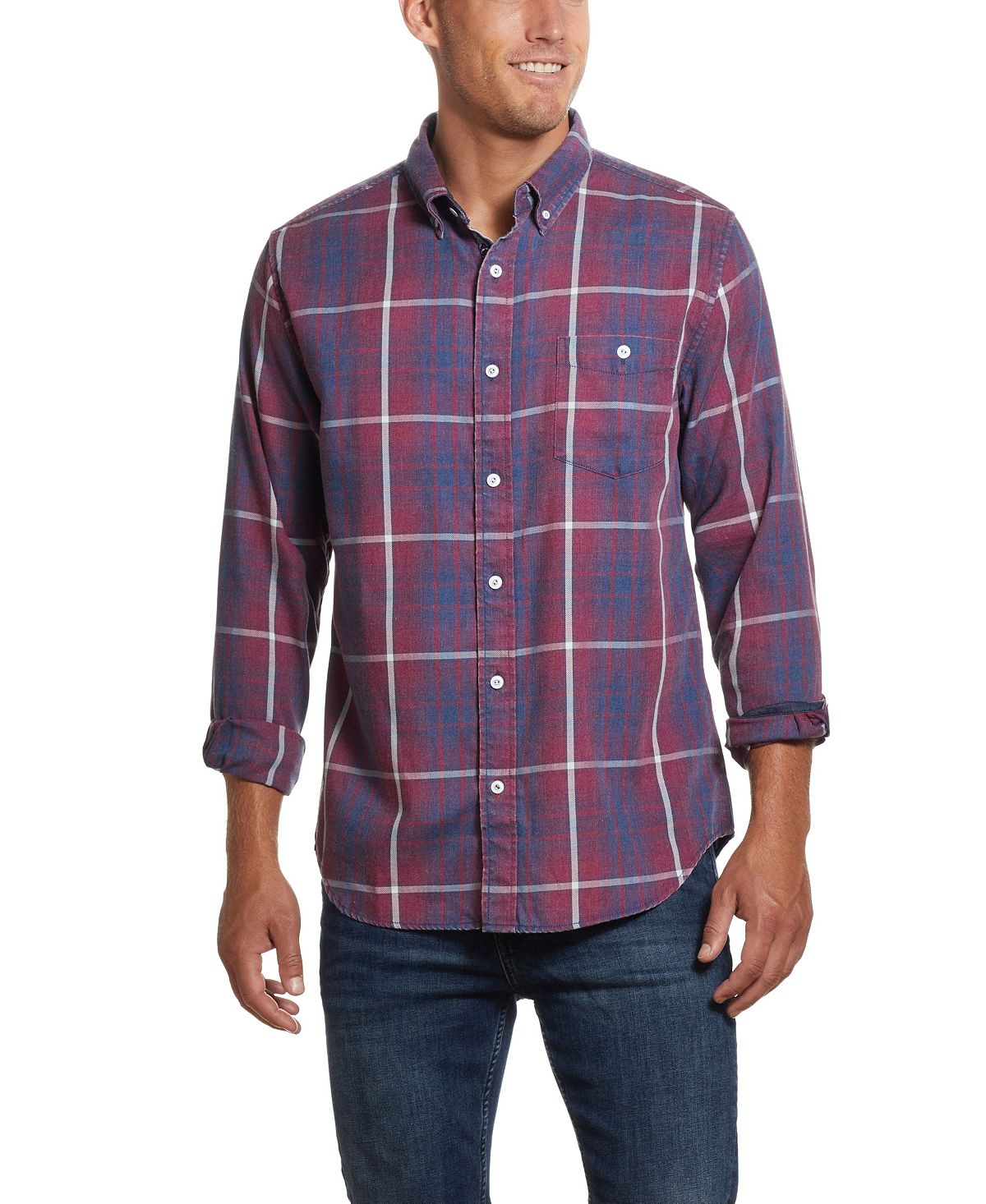 Weatherproof Vintage Burnout Flannel Shirt Dark Red – CheapUndies