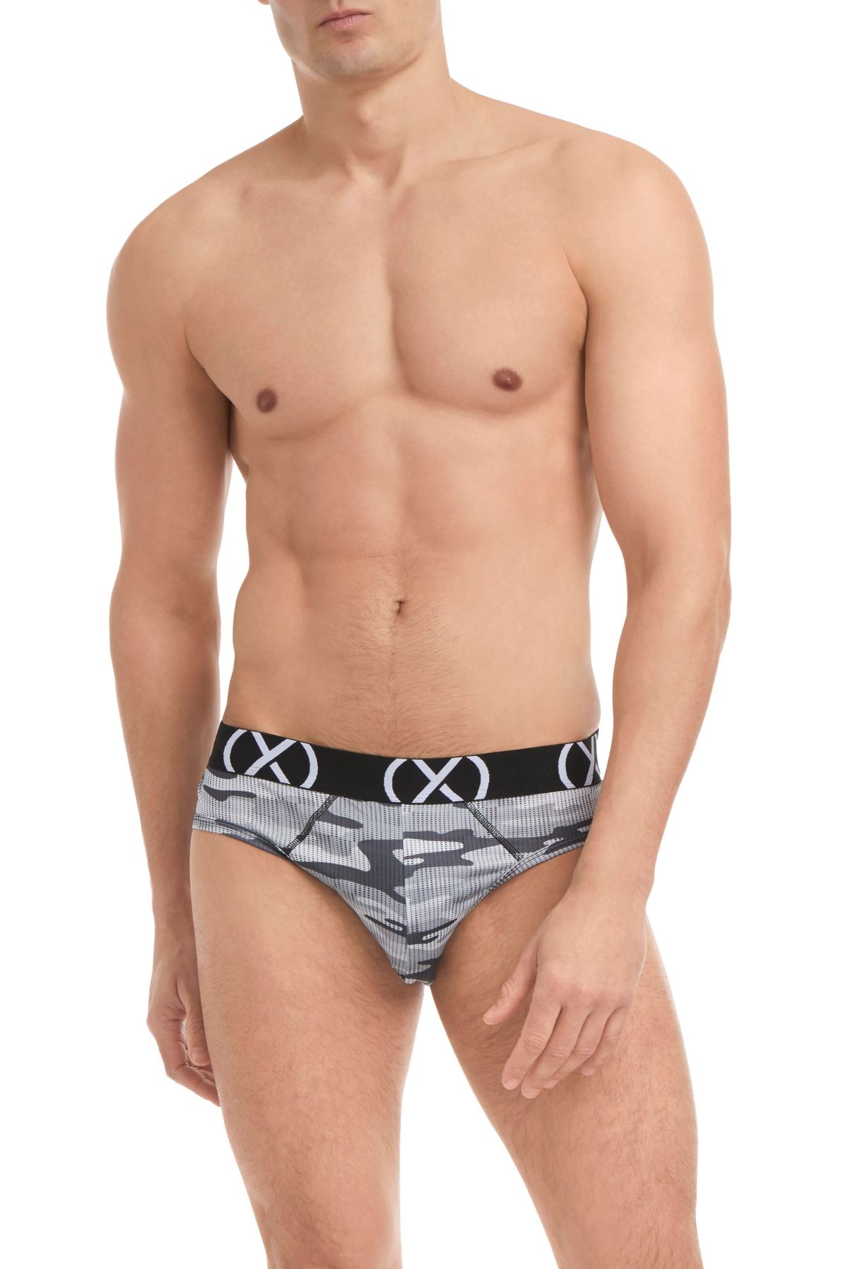 (X) Black Lead and Tech Camo No Show Briefs 3-Pack