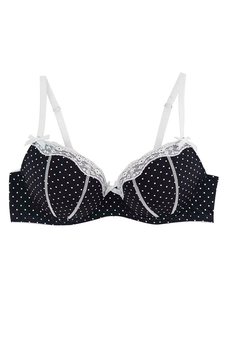 Catherine Malandrino Black Polka-Dot Microfiber Balconette Bra ...