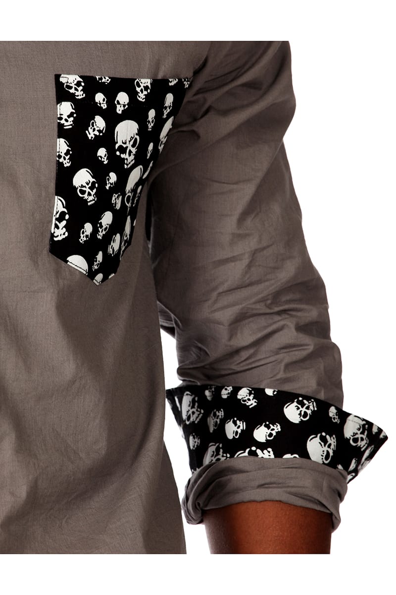 00 Nothing Grey Skullball Button-Up