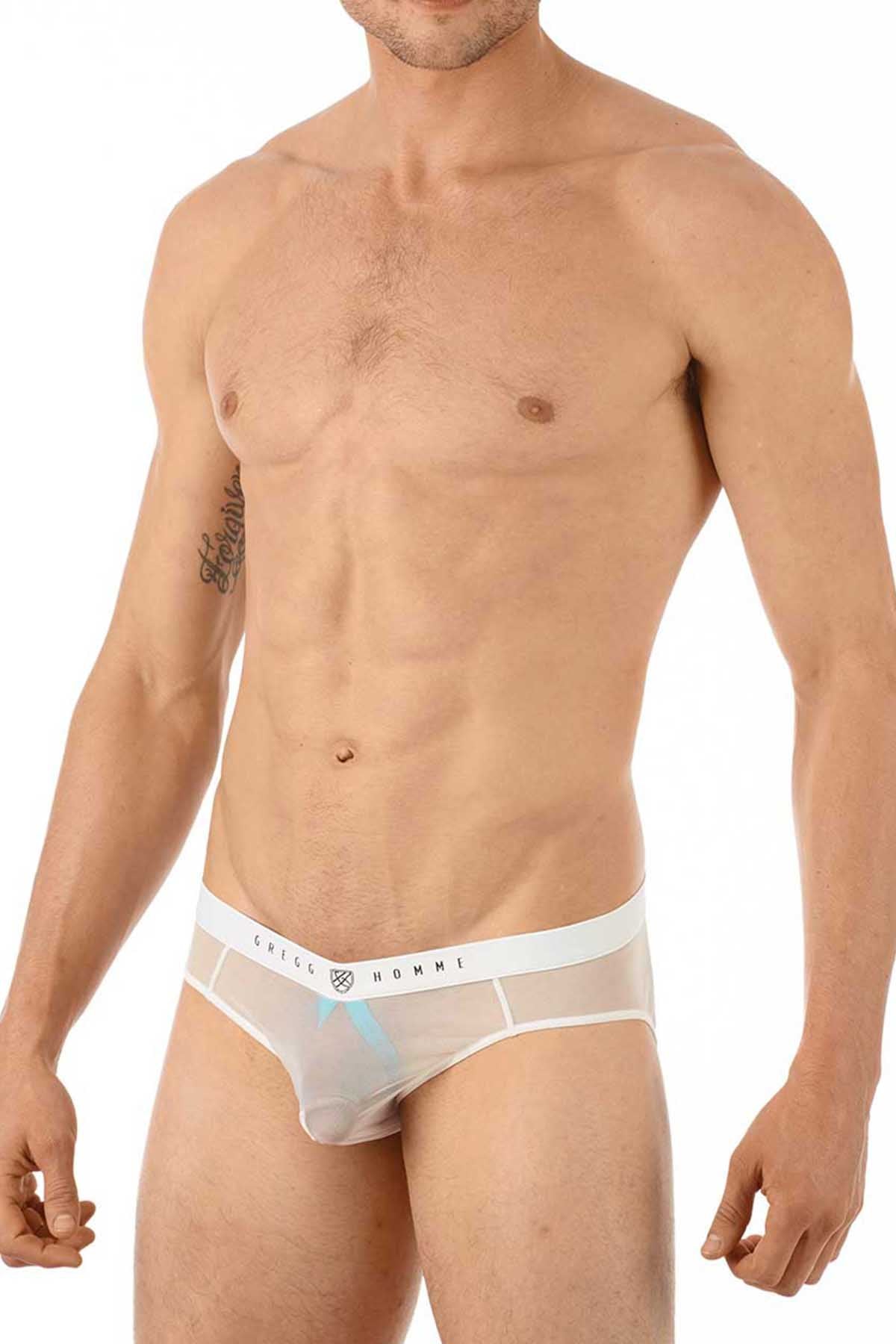 Gregg Homme White Erotik Ultra Sheer Mesh C-Ring Brief | CheapUndies