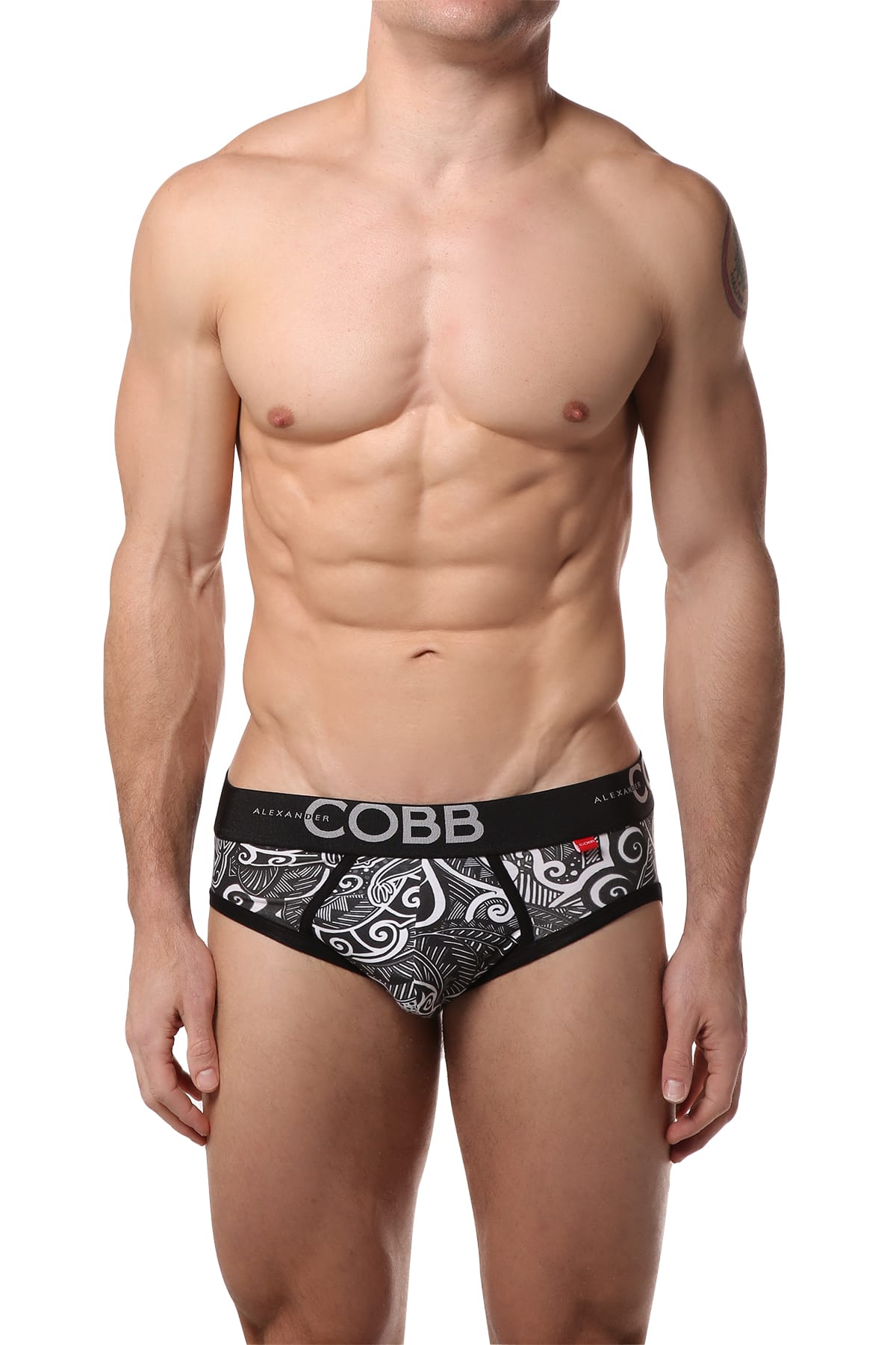 Alexander Cobb Black & White Maori Tattoo Slip Brief