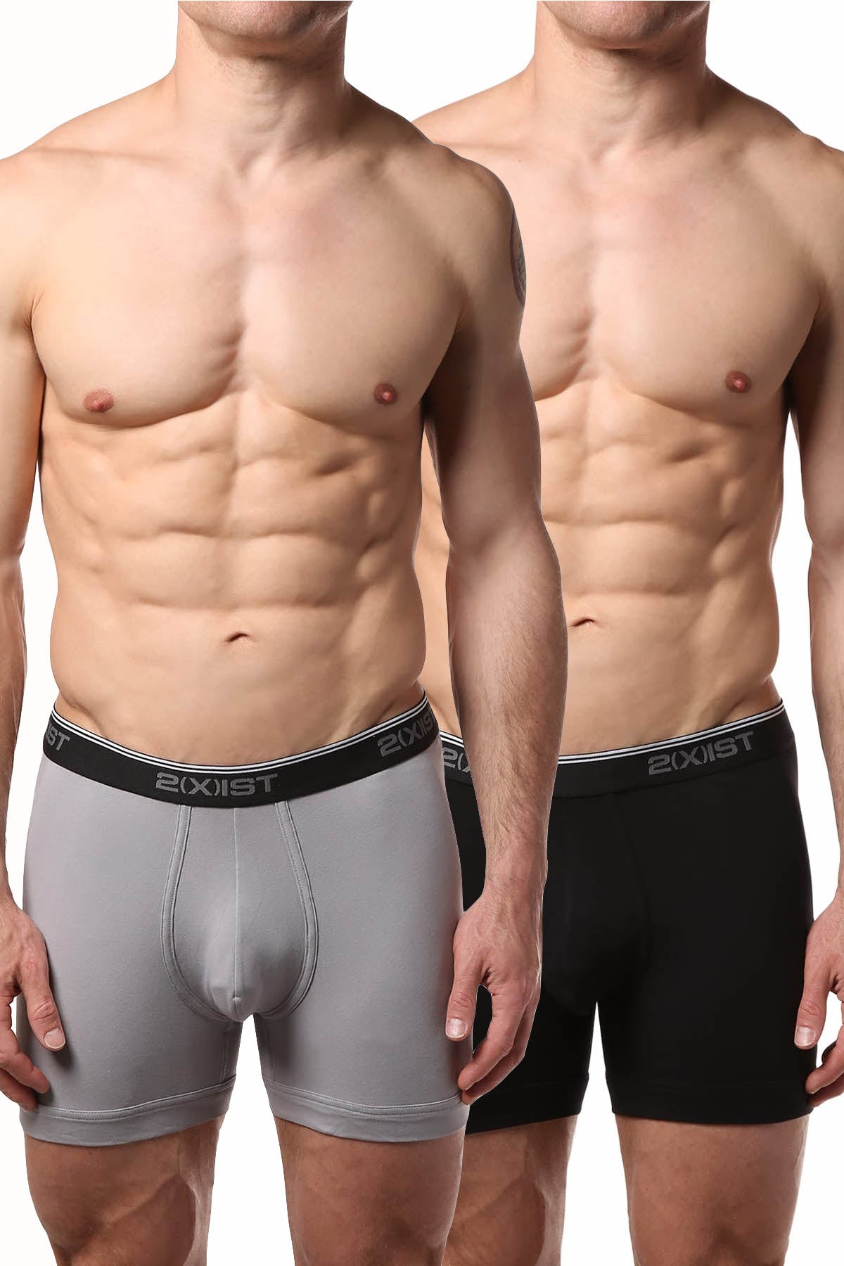 2(X)IST Black/Grey Stretch No-Show Boxer Brief 2-Pack