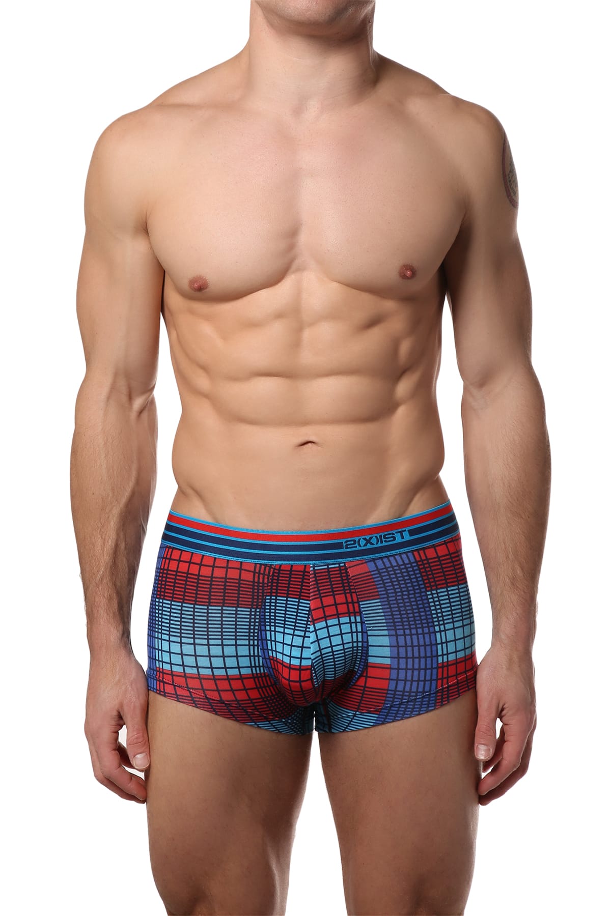 2(X)IST Blue-Jewel Plaid Mod Modal No-Show Trunk