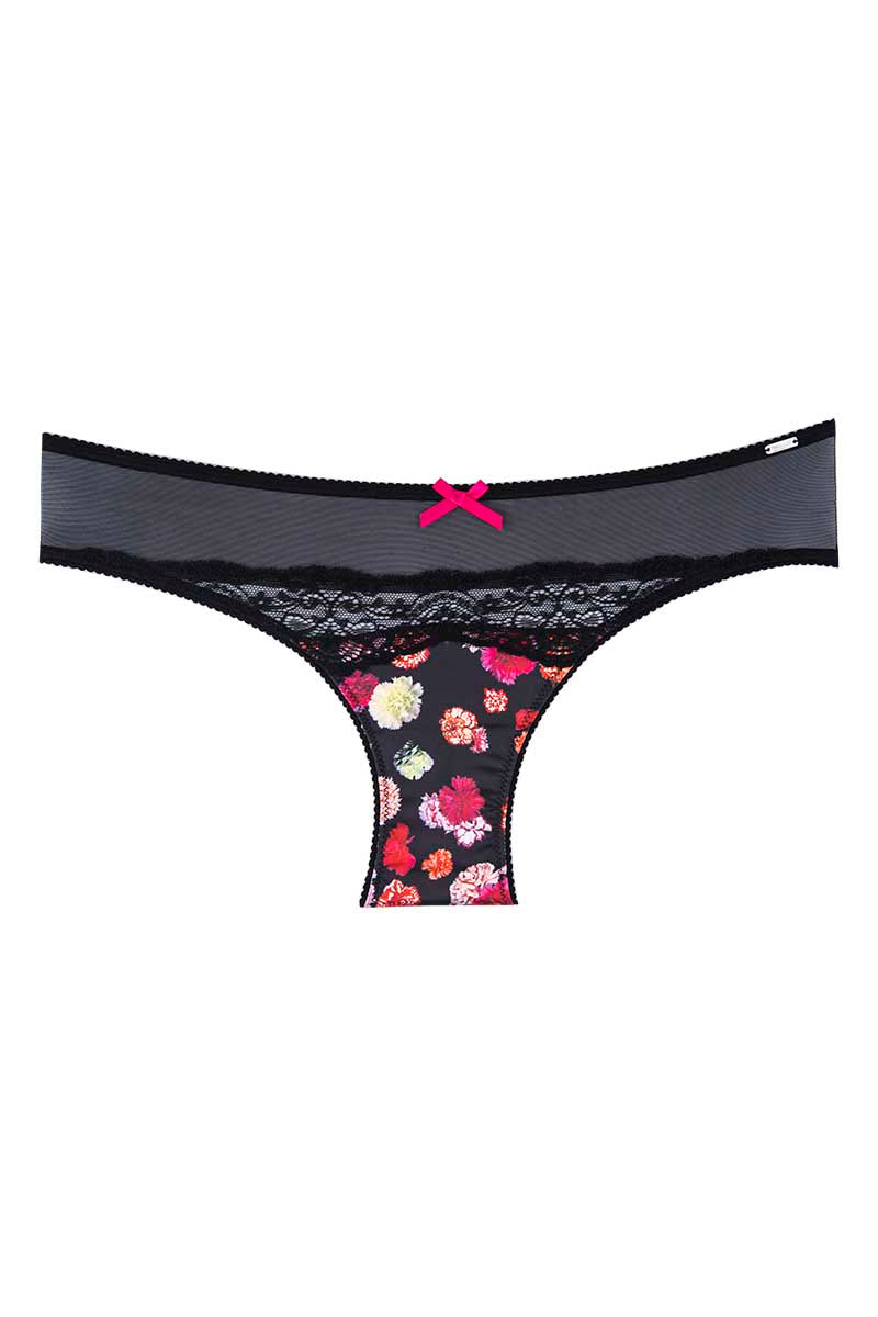 Christian Lacroix Black Carnation Satin Imprimer Bikini | CheapUndies