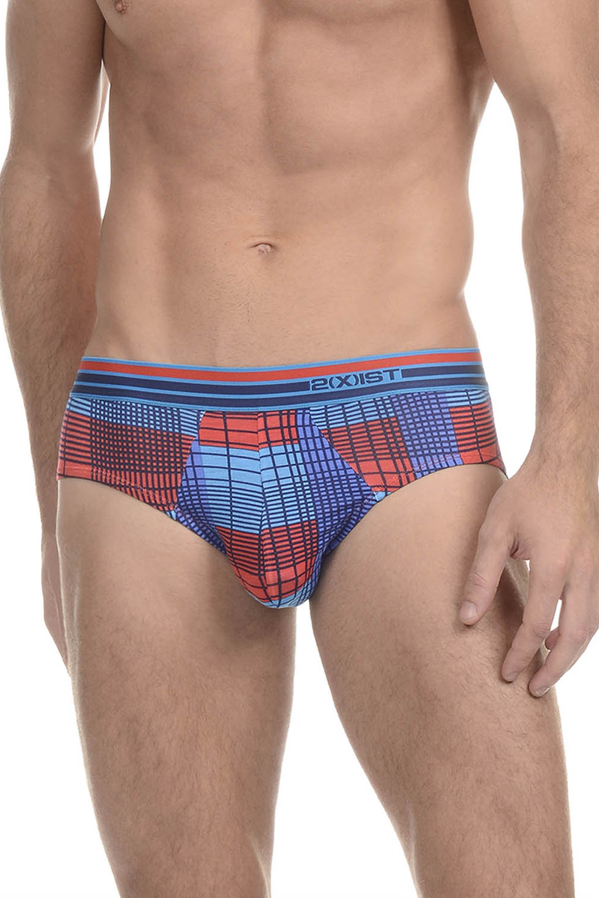 2(X)IST Plaid Blue Jewel Mod Modal Brief