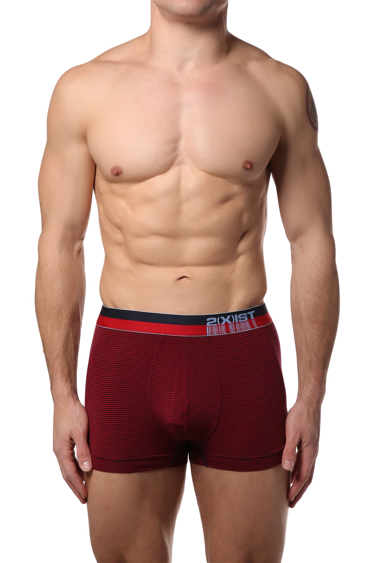 2(X)IST Red & Navy Stripe Barcode Modal No-Show Trunk