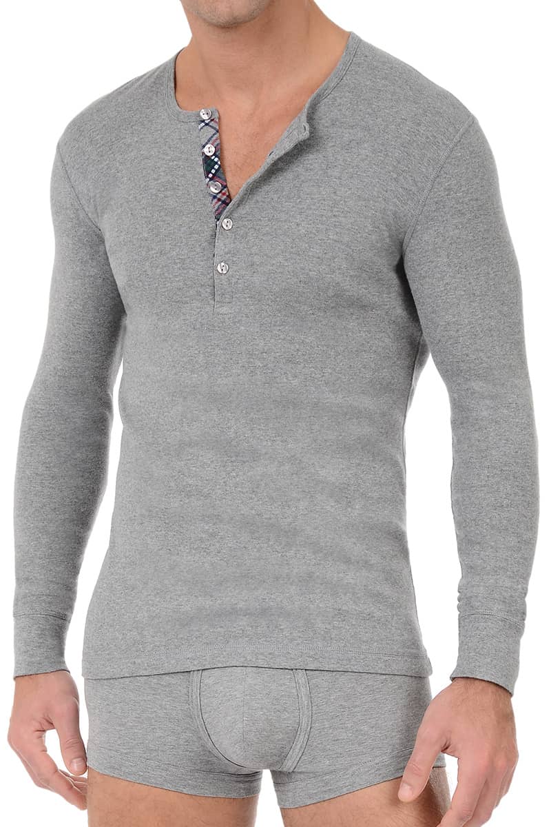 2(X)IST Grey Tartan Long Sleeve Henley