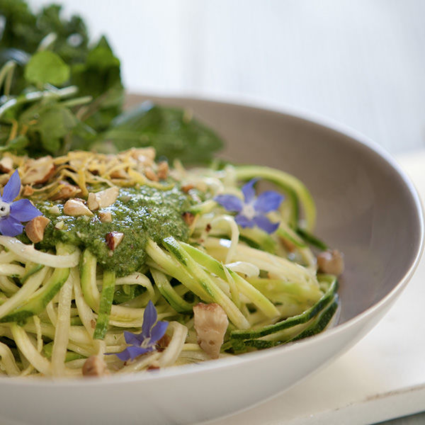 Spaghetti de Zucchini con pesto de kale