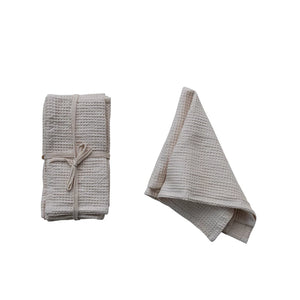 Square Woven Linen and Cotton Waffle Napkins Set of 4 - Halo Home