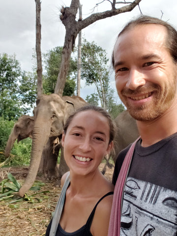 My hubby, me, and an elephant in Thailand