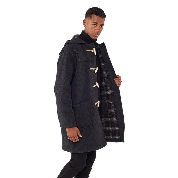 Men's Classic Fit Duffle Coat with Wooden Toggles Charcoal | Original ...