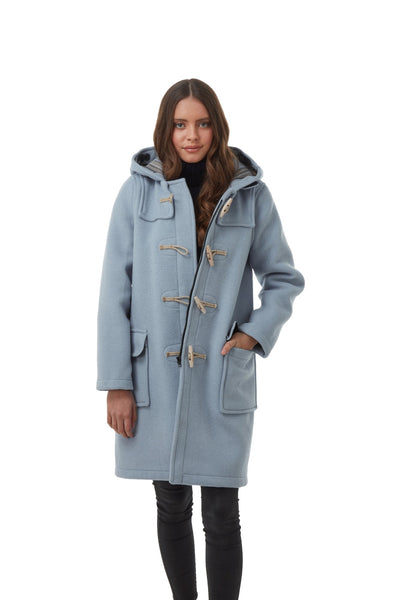 Women's Baby Blue Original Classic Fit Duffle Coat with Wooden Toggles ...