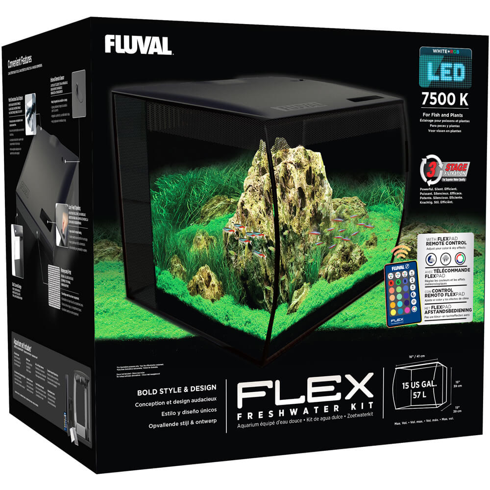 Fluval Flex 15 Gallon Glass Aquarium Black – KensFish.com