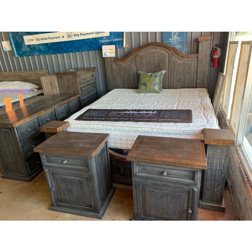 Alamo Solid Wood Rustic Bedroom Set In Gray Finish Furnishings4less 