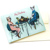 Lesbian Cards for Cat Lovers - "My Darling" Picnic Cats Card by Pergamo Paper Goods