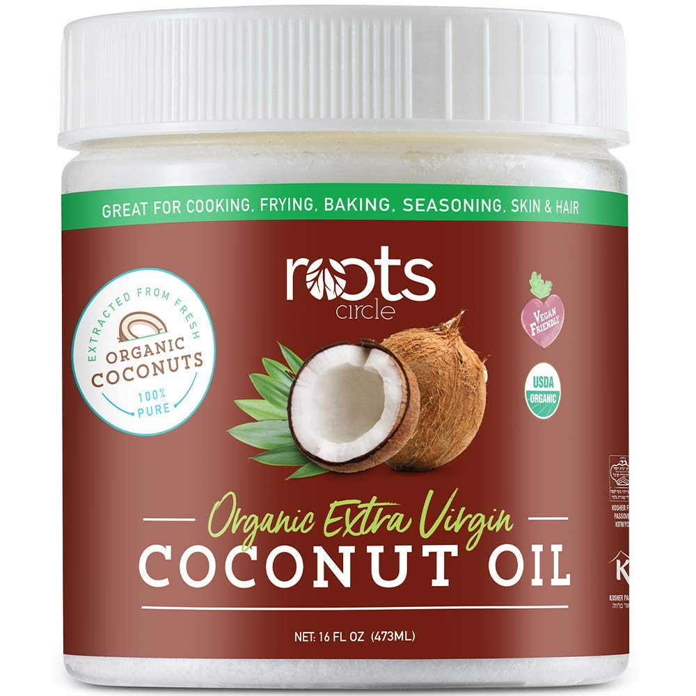 Roots Circle USDA Organic Extra Virgin Coconut Oil 1-16Oz Jar 