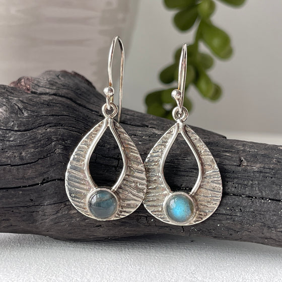 sterling silver labradorite stone crystal earrings