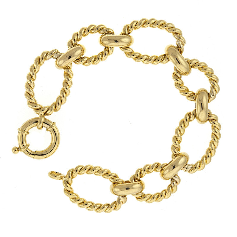 14 Karat Yellow Gold Twisted Link Bracelet