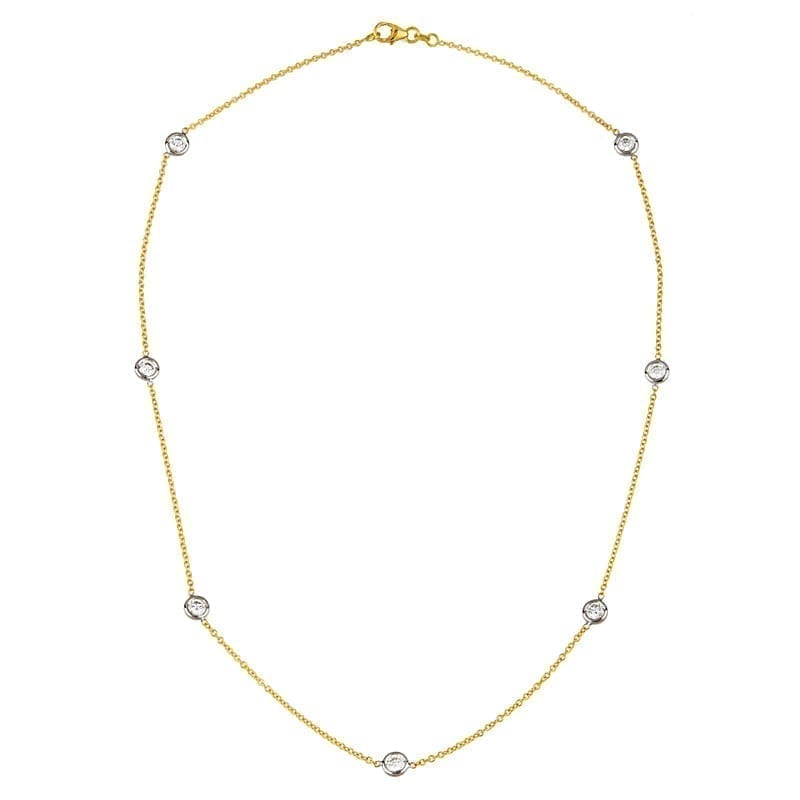 18 Karat Yellow and White Gold Diamonds by the Inch Necklace