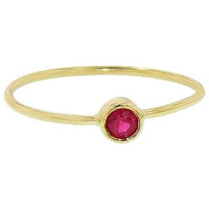 18 Karat Yellow Gold Ruby Stackable Ring