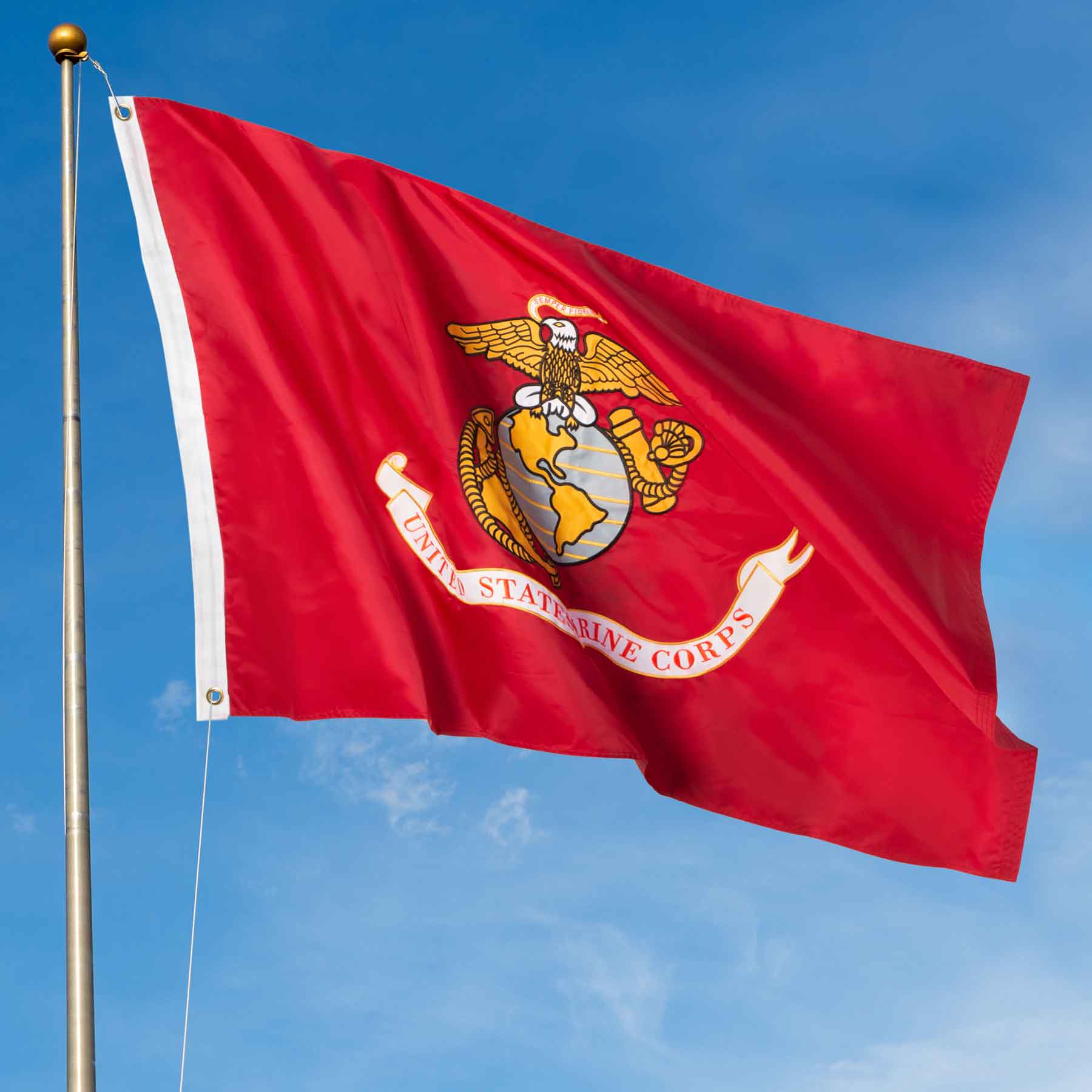 Image of Single Sided Printed Marine Corps 3'x5' Polyester Flag