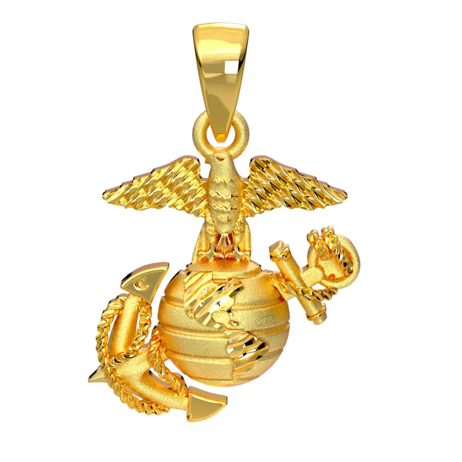 Image of 1" Eagle, Globe, and Anchor Pendant - 14k Gold