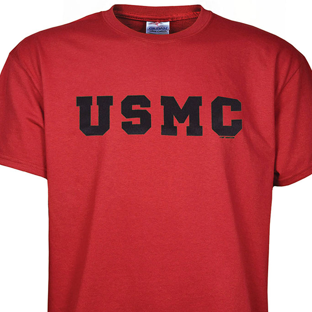 Image of Black on Red USMC Letters T-Shirt