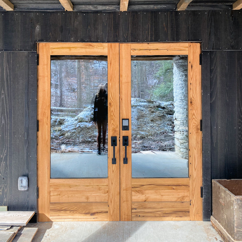 double doors made from american chestnut beams