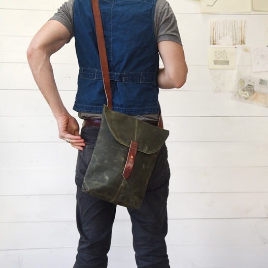 The Hunter Satchel in Moss by Peg and Awl