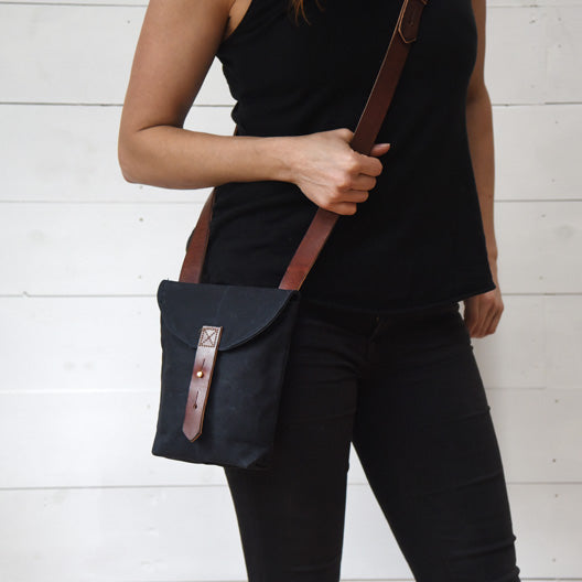 The Small Hunter Satchel in Coal by Peg and Awl