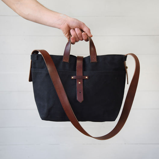 Waxed Canvas Tote in Coal | Peg and Awl