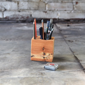 Wood Desk Decor, Pencil Holder, Desk Organizer, Reclaimed Wood Pen Holder  by Peg and Awl Large Desk Caddy 