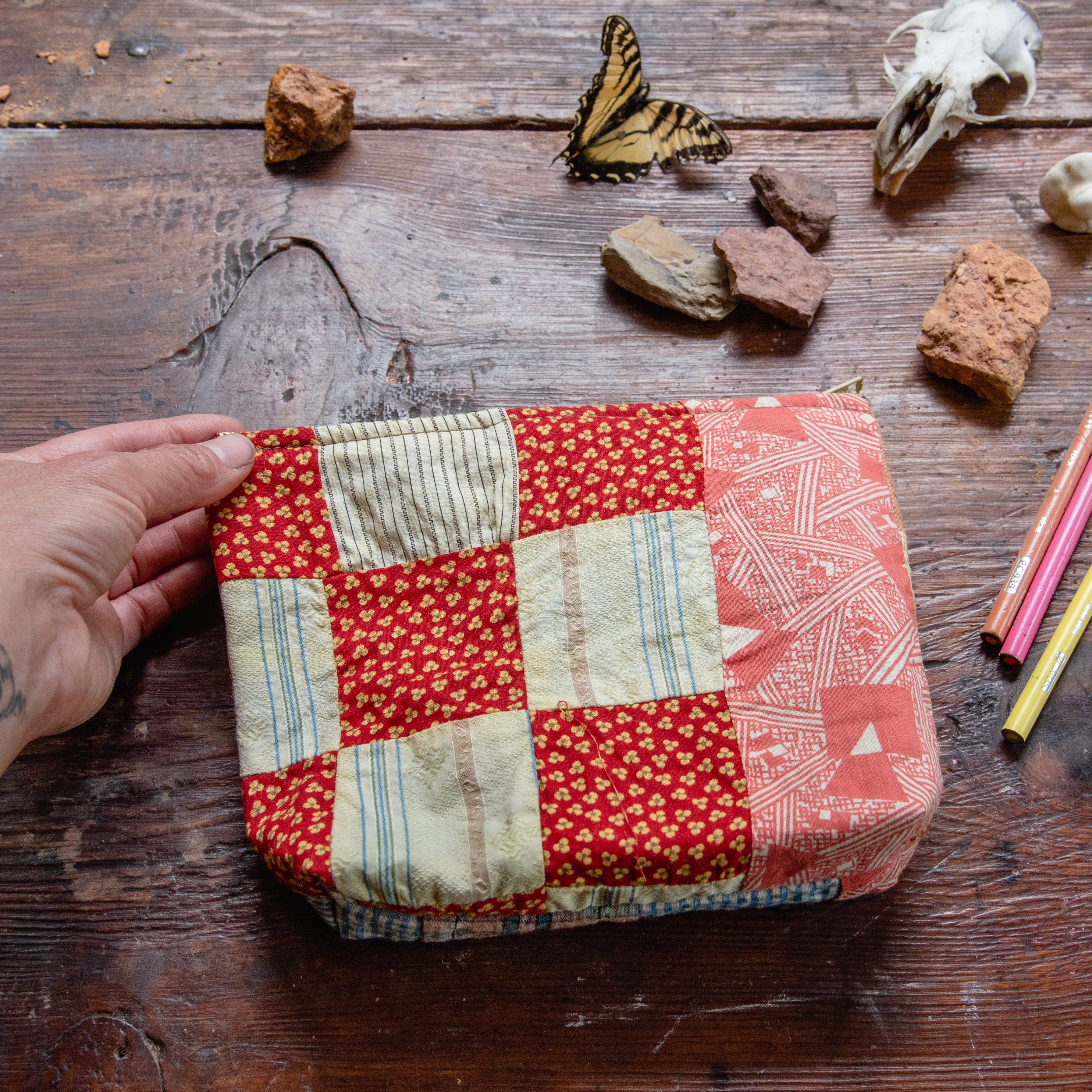 Keeper Pouch with Late 1800s Quilt: Amelia No. 4