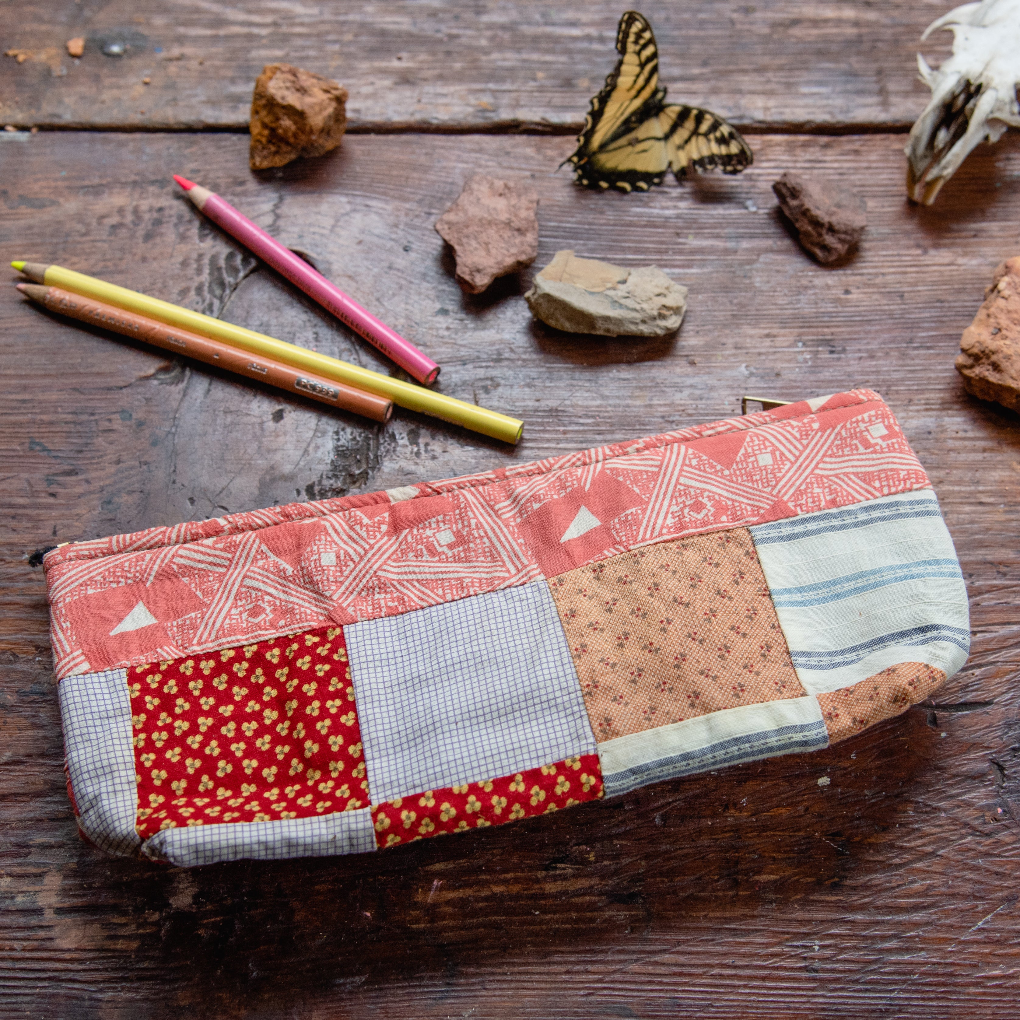 Scholar Pouch with Late 1800s Quilt: Amelia No. 2