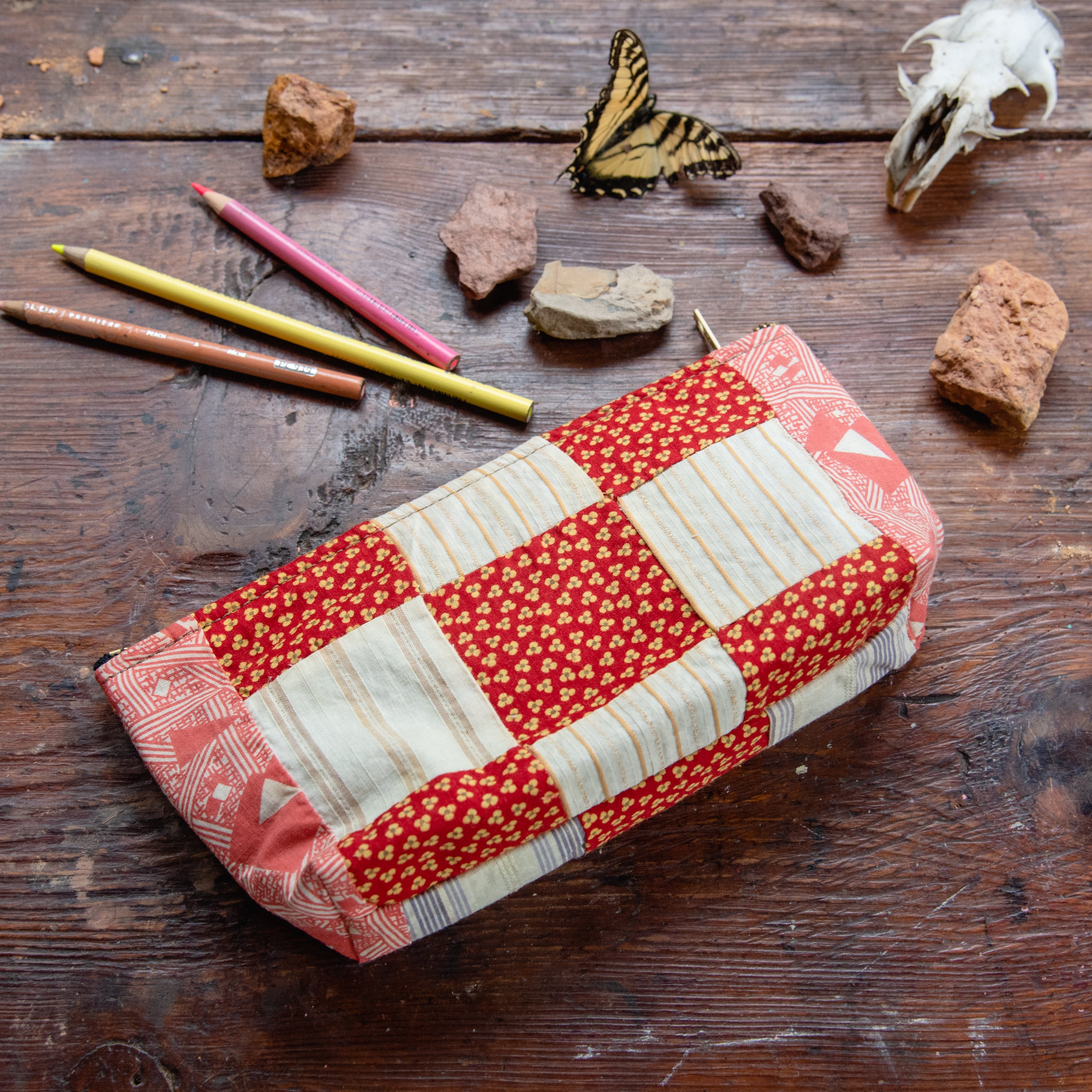 Scholar Pouch with Late 1800s Quilt: Amelia No. 3