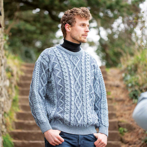 Diamond stitched Irish Aran sweater