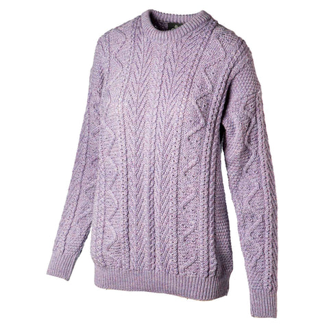Lilac Irish sweater with zig zag stitch