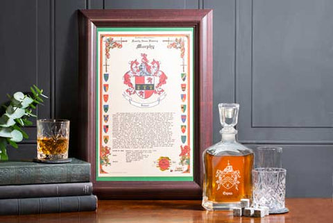 Irish Family Crest Framed Picture and Decanter