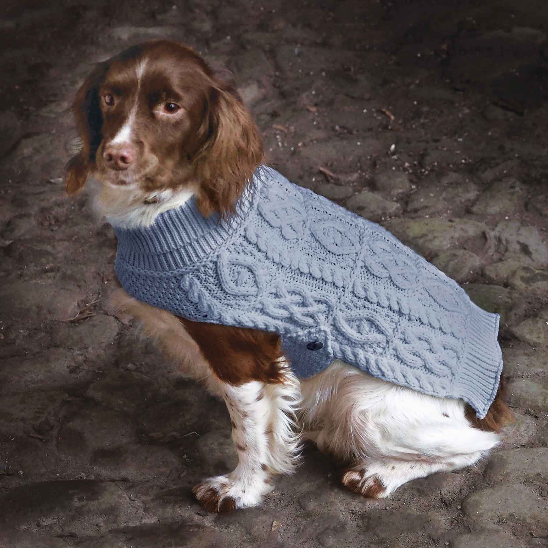 Image of Dog Aran Knit Sweater, Denim Blue