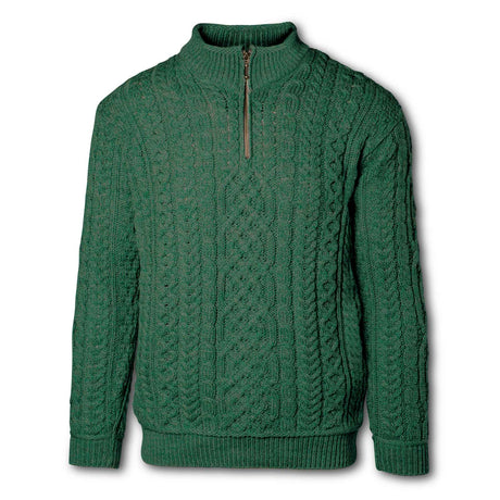 Aran Knit Sweater with Celtic Knotwork- Green - XL Sweaters by West End Knitwear