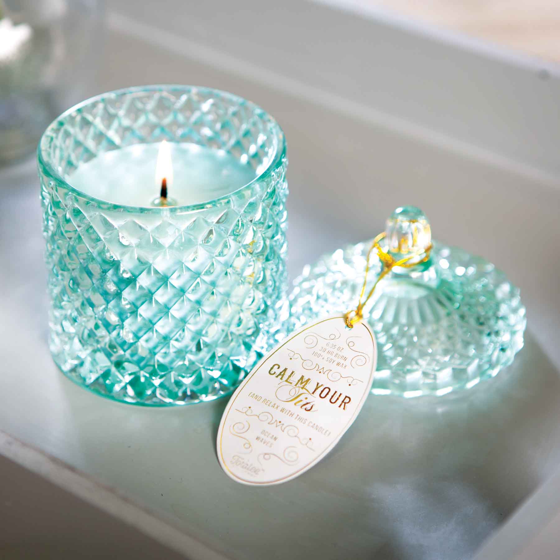 Image of Calm Your Tits Soy Wax Candle in Cut Crystal Votive