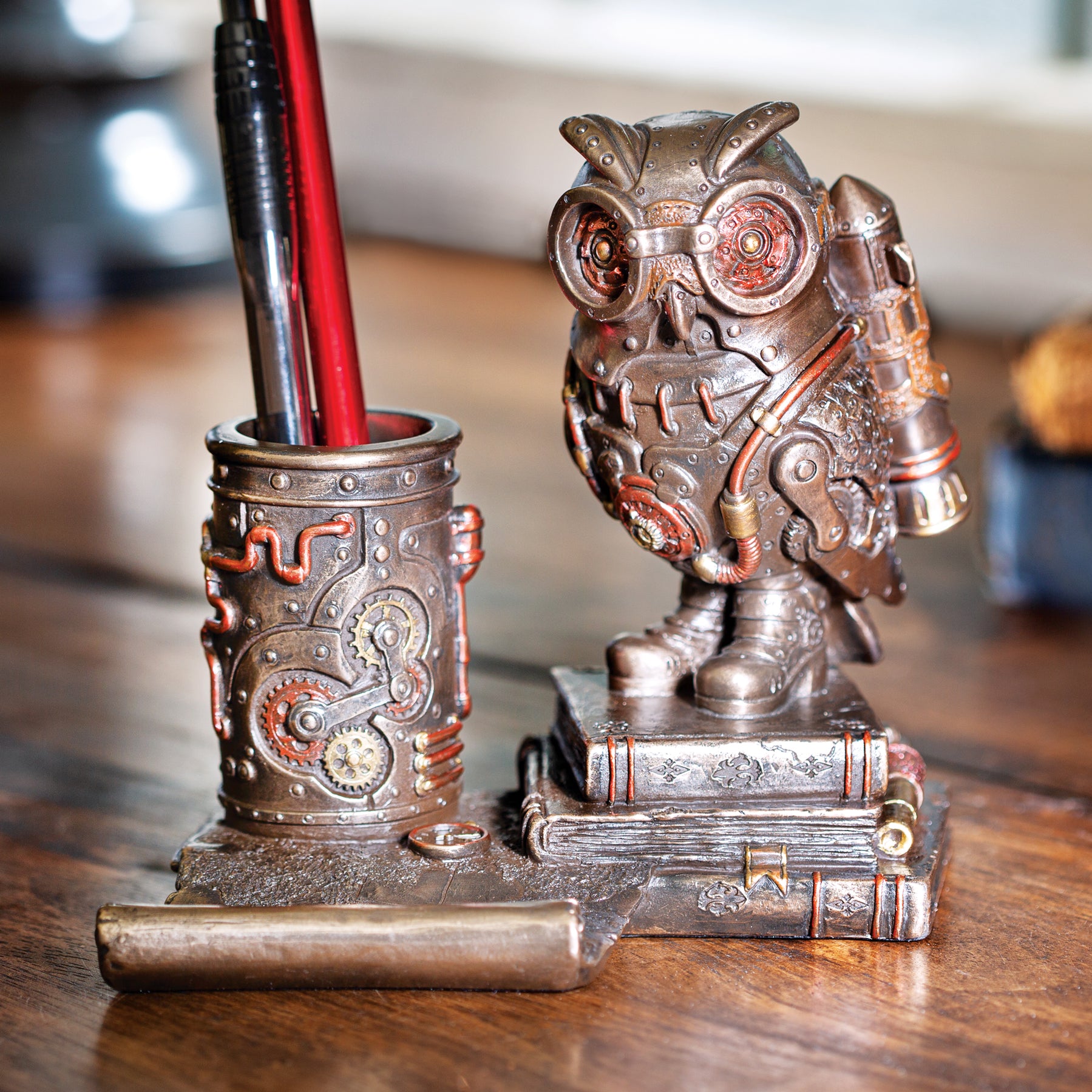 Steampunk Owl Cell Phone Stand Pen Holder Creations And Collections