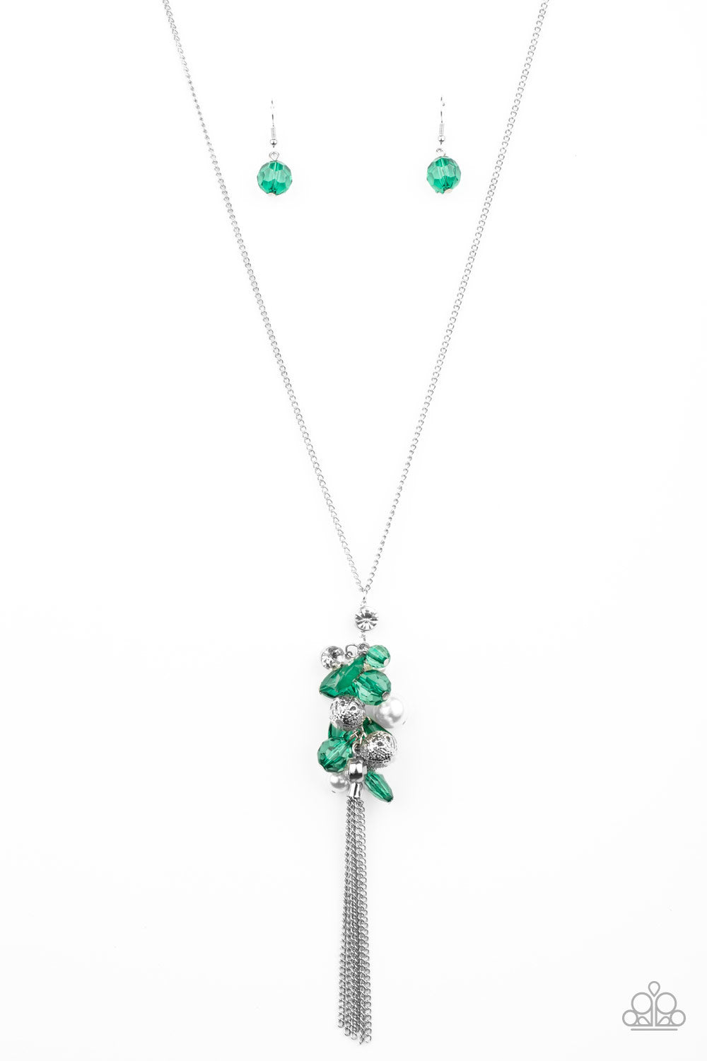 Paparazzi Party Girl Glow Green Long Necklace