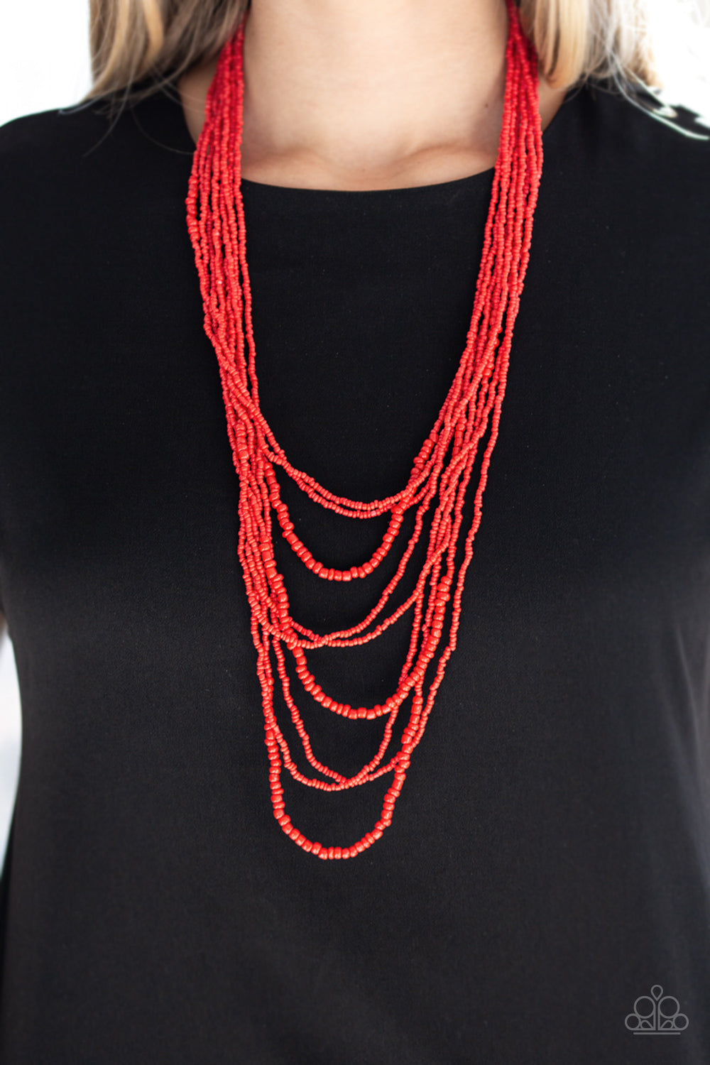 red sea bead necklace paparazzi