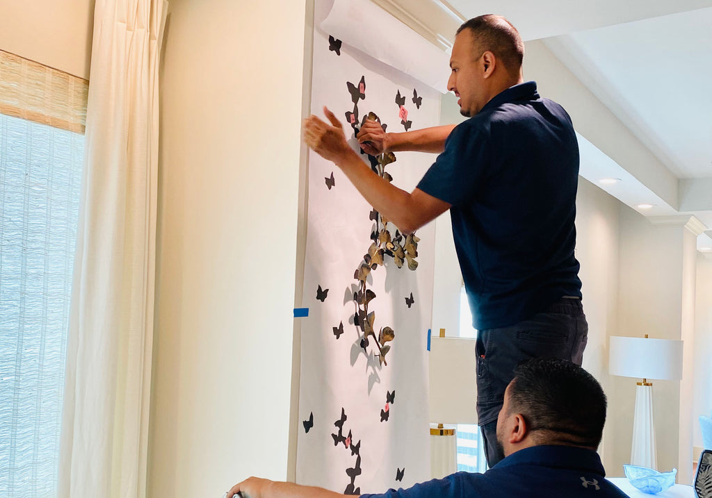 Installing the Butterfly and Ginkgo Wall Sculpture